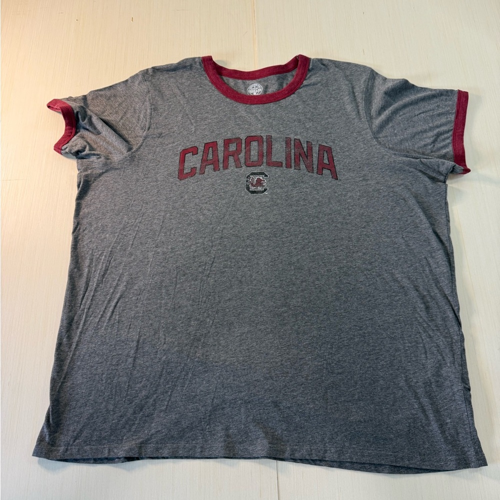 Rivalry Threads Grey & Garnet Ringer Tee - Carolina Chest Logo
